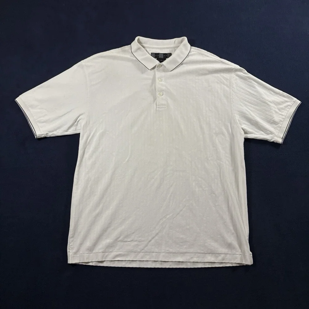 Vintage Nike Golf Shirt XL Ribbed Polo Cream White Y2K Dri Fit Short Sleeve